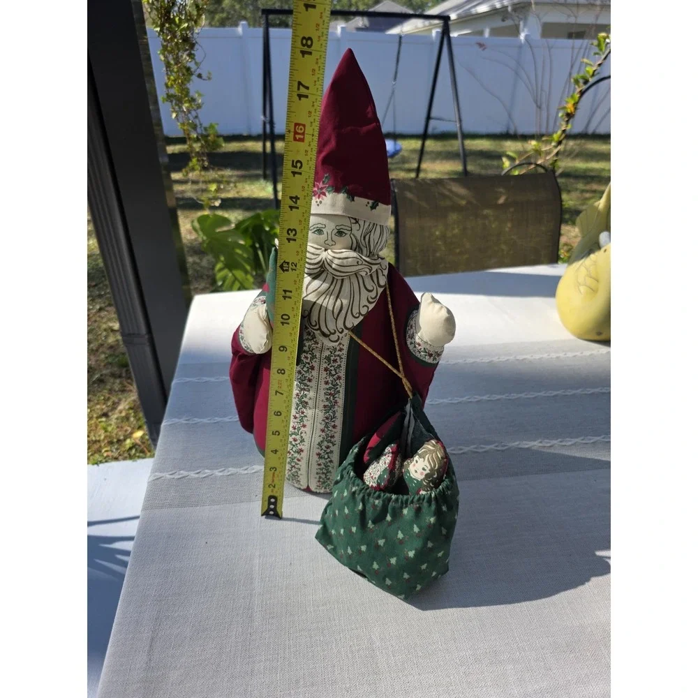 VTG Folk‎ Art Cloth Santa Figure Handmade Fabric Christmas Decor Primitive Gifts